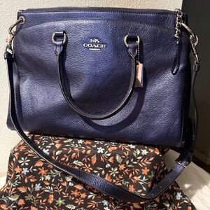 Coach Blue Shimmer Glimmer Metallic Satchel Rare Htf BNNU NWOT
